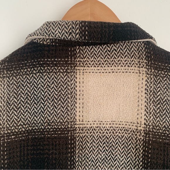 Shein Beige Brown Plaid Shacket - Picture 6 of 8